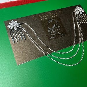 NWT Carolee Bridal/Wedding Rhinestone Silver Hair Drape Swag Headpiece